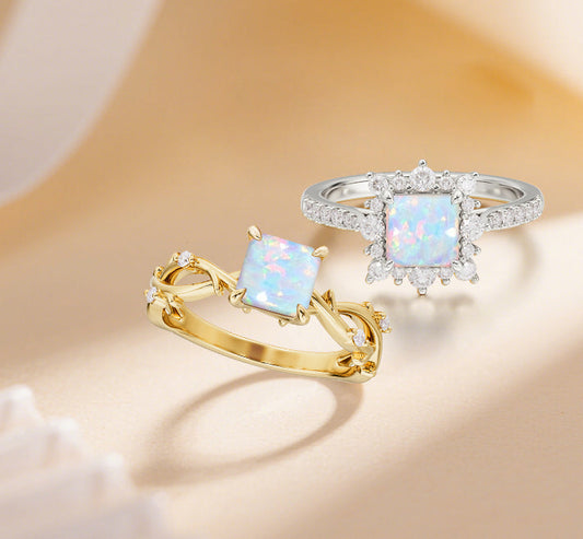 Princess Cut Opal Ring: Ethereal Beauty Meets Modern Geometry