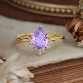 Pear Cut Vintage Amethyst Engagement Ring Cluster Ring for Women