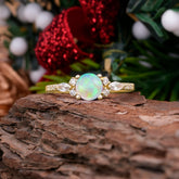 Round Cut 4 Prong Opal Engagement Ring Cluster Anniversary Ring