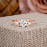 Round Cut Moissanite Cluster Engagement Ring Six Prong Setting