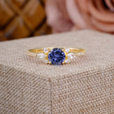 Round Cut Tanzanite Cluster Engagement Ring 6-Prong Setting
