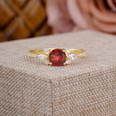Round Cut Garnet Cluster Engagement Ring 6-Prong Setting