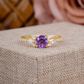 Round Cut Amethyst Cluster Engagement Ring 6-Prong Setting