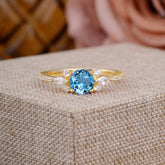 Round Cut Aquamarine Cluster Engagement Ring 6-Prong Setting