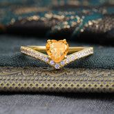 4-Prong Heart Shaped Citrine Engagaement Ring Classic Wedding Ring