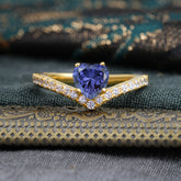 4-Prong Heart Shaped Tanzanite Engagaement Ring Classic Wedding Ring