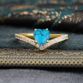 Heart Shaped Turquoise Engagaement Ring Classic Wedding Ring