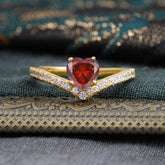 Heart Shaped Garnet Engagaement Ring Classic Wedding Ring