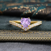 Heart Shaped Amethyst Engagaement Ring Classic Wedding Ring