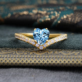 Heart Shaped Aquamarine Engagaement Ring Classic Wedding Ring