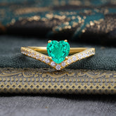 Heart Shaped Emerald Engagaement Ring Classic Wedding Ring