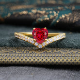 Heart Shaped Ruby Engagaement Ring Classic Wedding Ring