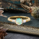 1 Carat 4 Prong Opal Engagement Ring Side Stone Promise Ring