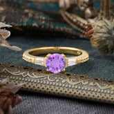 1 Carat Amethyst Engagement Ring Side Stone Promise Ring