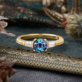 4 Prong Alexandrite Engagement Ring Side Stone Promise Ring