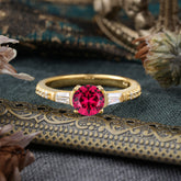 1 Carat 4 Prong Ruby Engagement Ring Side Stone Promise Ring