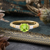 1 Carat Peridot Engagement Ring Side Stone Promise Ring