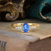 1 Carat Oval Cut 4-Prong Sapphire Dainty Engagement Ring