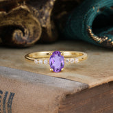 1 Carat Oval Cut 4-Prong Amethyst Dainty Engagement Ring