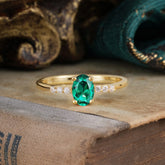 1 Carat Oval Cut 4-Prong Emerald Dainty Engagement Ring