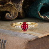 1 Carat Oval Cut Ruby Dainty Engagement Ring