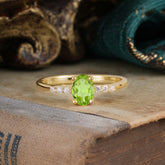 1 Carat Oval Cut 4-Prong Peridot Dainty Engagement Ring