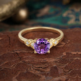 Classic Round Amethyst Engagement Ring for Women