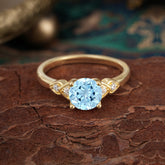 Classic Round Aquamarine Engagement Ring for Women