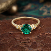 Classic Round Emerald Engagement Ring for Women