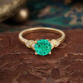 Classic Round Emerald Engagement Ring for Women