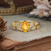 1 Carat Oval Cut 4 Prong Citrine Nature Inspired Engagement Ring
