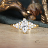 1CT Marquise Cut 2 Prong Lab Diamond Cluster Engagement Anniversary Ring