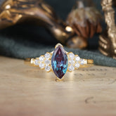 1CT Marquise Cut Alexandrite Cluster Engagement Anniversary Ring