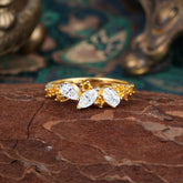 Multi Shaped Moissanite Wedding Band Half Eternity Stackable Ring