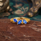 Multi Shaped Sapphire Wedding Band Half Eternity Stackable Ring