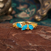 Multi Shaped Turquoise Wedding Band Half Eternity Stackable Ring