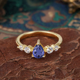 Pear Cut 3 Prong Classic Tanzanite Wedding Ring Promise Side Stone Anniversary Ring