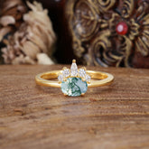 1 Carat Oval Cut Moss Agate Anniversary Ring Puppy Paw Unique Ring