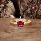 1 Carat Oval Cut Ruby Anniversary Ring Puppy Paw Unique Ring