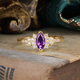 Marquise Cut Amethyst Vintage Engagement Ring