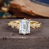 2 Carat Emerald Cut Lab Diamond Wedding Ring Classic Side Stone Promise Ring