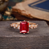 6 Prong Timeless 3 Carat Emerald Cut Ruby Engagement Ring