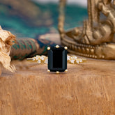 Timeless 3 Carat Emerald Cut Black Onyx Engagement Ring