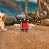 Timeless 3 Carat Emerald Cut Garnet Engagement Ring