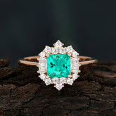 Classic Princess Cut Emerald Cluster Ring – A Timeless Statement