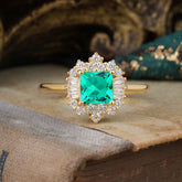 Classic Princess Cut Emerald Cluster Ring – A Timeless Statement