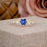 Unique Heart Shaped Sapphire Engagement Ring Cute Pave Promise Ring