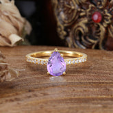 1.25 Carat 14K White Gold Pear Cut Classic Anniversary Ring for Girlfriend Amethyst