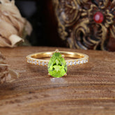 1.25 Carat 14K White Gold Pear Cut Classic Anniversary Ring for Girlfriend Peridot