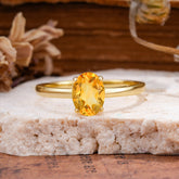 Minimalist Oval Cut 1.5 Carat Citrine Solitaire Engagement Ring